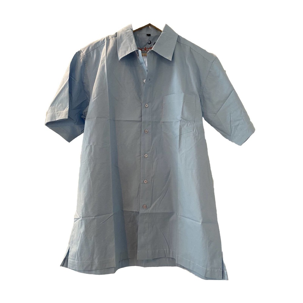 New OOBE Men’s Vintage 90’s Blue Short Sleeve Button Down Shirt SC Hike‎ Outdoor